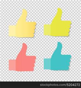 Sticky Paper Thumbs Up Sign Note on Transparent Background Vector Illustration EPS10. Sticky Paper Thumbs Up Sign Note on Transparent Background Vector Illustration