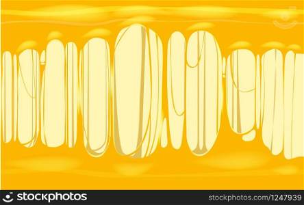 Sticky slime yellow template banner honey with copy space. Popular kids sensory toy vector illustration. Sticky slime yellow template banner honey with copy space. Popular kids sensory toy vector illustration. Cartoon liquid mucus isolated background. Abstract design element with detailed slime, isolated