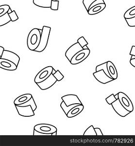 Sticky Tape Rolls Vector Color Icons Seamless Pattern. Adhesive Tape Roll, Office Supply, Stationery Linear Symbols Pack. Masking Sellotape, Plaster. Decorative Ribbons, Bandage Illustrations. Sticky Tape Rolls Vector Seamless Pattern