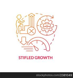Stifled growth red gradient concept icon. No career development. Dead end work. Sign of toxic workplace abstract idea thin line illustration. Isolated outline drawing. Myriad Pro-Bold fonts used. Stifled growth red gradient concept icon