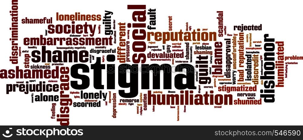 Stigma word cloud concept. Vector illustration