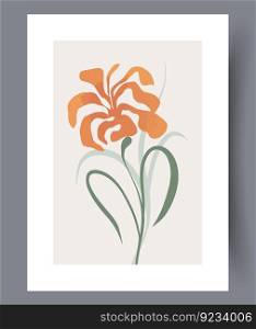 Still life flower aesthetic sketch wall art print. Contemporary decorative background with sketch. Printable minimal abstract flower poster. Wall artwork for interior design.. Still life flower aesthetic sketch wall art print