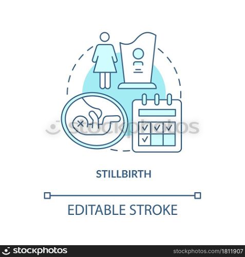 Stillbirth blue concept icon . Loss of baby during labor abstract idea thin line illustration. Statutory maternity leave in case of miscarriage. Vector isolated outline color drawing. Editable stroke. Stillbirth blue concept icon