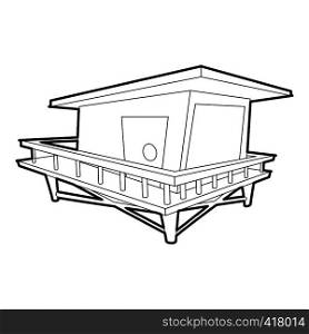 Stilt house icon. Outline illustration of stilt house vector icon for web. Stilt house icon, outline style