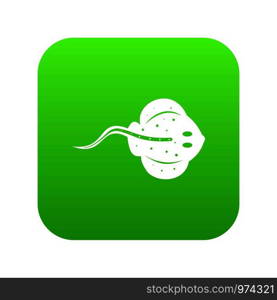 Stingray fish icon digital green for any design isolated on white vector illustration. Stingray fish icon digital green