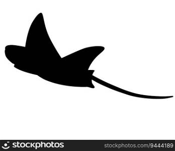 Stingray sea animal silhouette - vector template for logo or pictogram. Stingray silhouette for icon or sign on marine theme