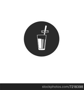 stirring drink with spoon icon vector sign concept design template