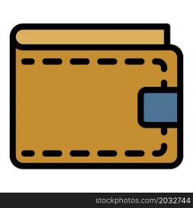 Stitched wallet icon. Outline stitched wallet vector icon color flat isolated. Stitched wallet icon color outline vector