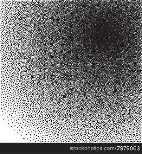Stochastic raster halftone gradient print, black and white