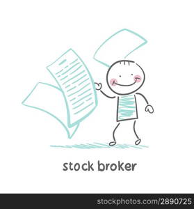 stock broker with documents