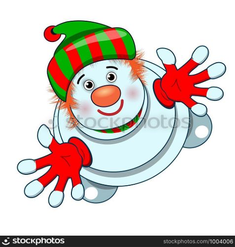 Stock Illustration Snowman Top View on a White Background
