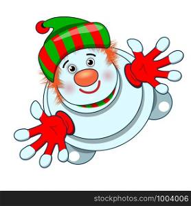 Stock Illustration Snowman Top View on a White Background