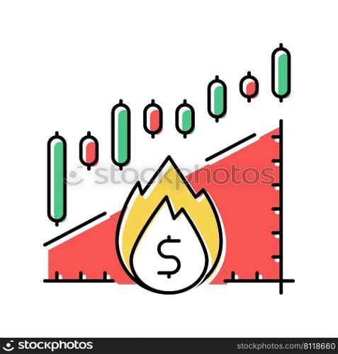 stock inflation color icon vector. stock inflation sign. isolated symbol illustration. stock inflation color icon vector illustration