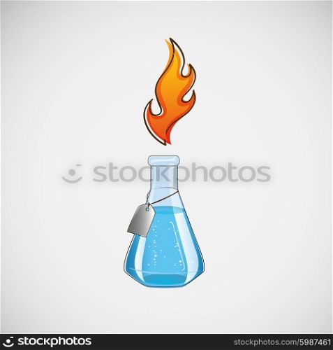Stock laboratory flask on a light background.. Stock laboratory flask on a light background