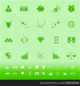 Stock market color icons on green background, stock vector
