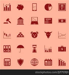 Stock market color icons on red background, stock vector