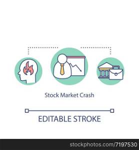 Stock market crash concept icon. Economic bubble, financial crisis idea thin line illustration. Assets exchange rates and prices decline. Vector isolated outline RGB color drawing. Editable stroke