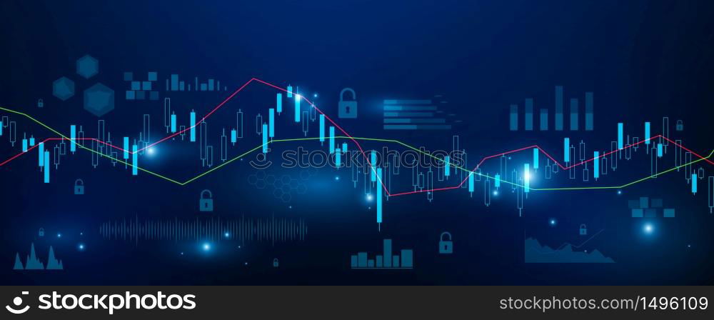 stock market, economic graph with diagrams, business and financial concepts and reports, abstract technology communication concept vector background