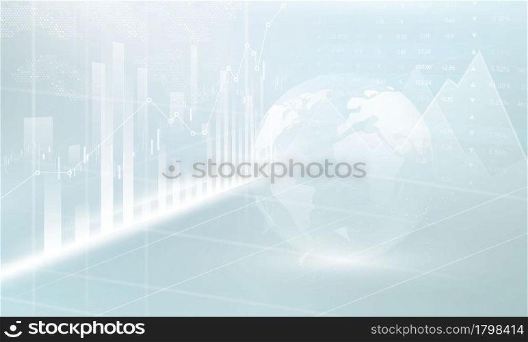 stock market, economic graph with diagrams, business and financial concepts and reports, abstract technology communication concept vector background