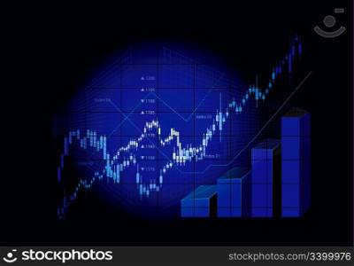Stock market graphs background on black. Vector illustration