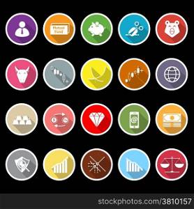 Stock market icons with long shadow, stock vector
