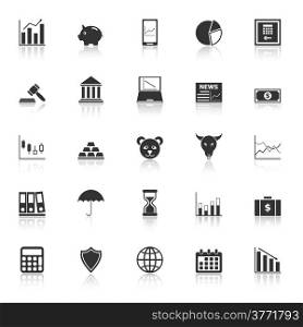 Stock market icons with reflect on white background, stock vector