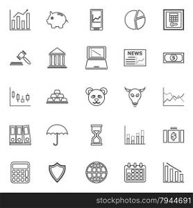Stock market line icons on white background, stock vector