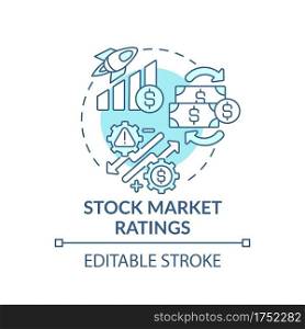 Stock market ratings concept icon. Management strategy idea thin line illustration. Market price. Aggregation of buyers and sellers. Vector isolated outline RGB color drawing. Editable stroke. Stock market ratings concept icon