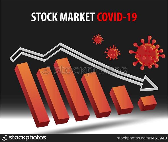 Stock market status in coronavirus crisis with 3d vector illustration