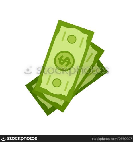 Stock of dollars isolated on white, investment and crowdfunding concept. Finance and cash, credit payment and banking financing, profit vector cash money. Stock of Dollars Isolated Investment Money Cash