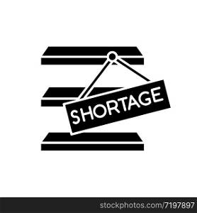 Stock shortage black glyph icon. Merchandise lack, goods limited quantity, empty storehouse. Commerce, retail, consumerism. Silhouette symbol on white space. Vector isolated illustration
