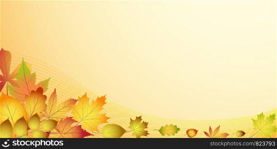Stock vector banner with colorful red, orange, brown autumn leaves