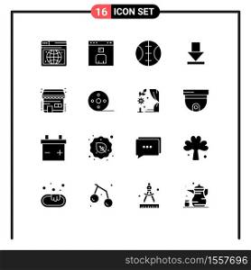 Stock Vector Icon Pack of 16 Line Signs and Symbols for album, shop, baseball, ecommerce, download Editable Vector Design Elements