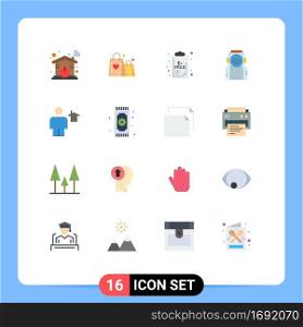 Stock Vector Icon Pack of 16 Line Signs and Symbols for avatar, helmet, chemistry, spaceman, astronaut Editable Pack of Creative Vector Design Elements