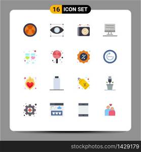 Stock Vector Icon Pack of 16 Line Signs and Symbols for birthday, glass, media, drink, online Editable Pack of Creative Vector Design Elements