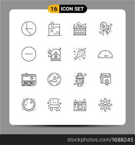 Stock Vector Icon Pack of 16 Line Signs and Symbols for brew, media player, announcement, media, festival Editable Vector Design Elements