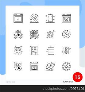 Stock Vector Icon Pack of 16 Line Signs and Symbols for building, web, disease, page, health Editable Vector Design Elements
