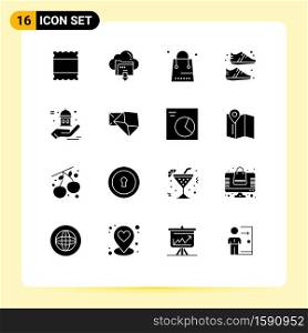 Stock Vector Icon Pack of 16 Line Signs and Symbols for charity, sportive, christmas, shoe, clothing Editable Vector Design Elements