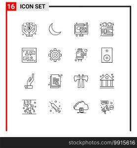Stock Vector Icon Pack of 16 Line Signs and Symbols for chat, reading, digital, glasses, book Editable Vector Design Elements
