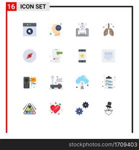 Stock Vector Icon Pack of 16 Line Signs and Symbols for compass, lung, project, heart, pollution Editable Pack of Creative Vector Design Elements