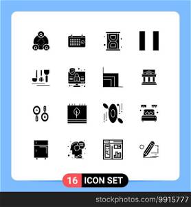 Stock Vector Icon Pack of 16 Line Signs and Symbols for computer, service, time, hotel, pause Editable Vector Design Elements