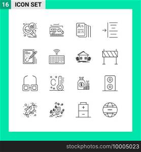 Stock Vector Icon Pack of 16 Line Signs and Symbols for design, pencil, find, edit, left Editable Vector Design Elements