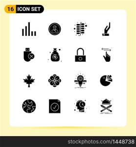 Stock Vector Icon Pack of 16 Line Signs and Symbols for devices, share, profile, hand, firework Editable Vector Design Elements