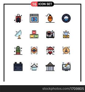 Stock Vector Icon Pack of 16 Line Signs and Symbols for dish, radar, fish, antenna, water Editable Creative Vector Design Elements