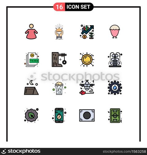 Stock Vector Icon Pack of 16 Line Signs and Symbols for document, food, growth, egg, bird Editable Creative Vector Design Elements