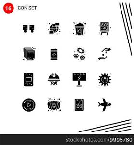 Stock Vector Icon Pack of 16 Line Signs and Symbols for document, process, streamline, creative, food Editable Vector Design Elements
