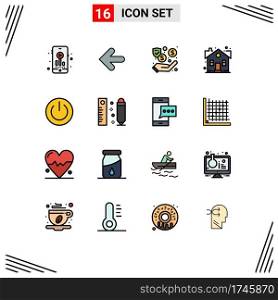 Stock Vector Icon Pack of 16 Line Signs and Symbols for ecology, property, money, sweet home, home Editable Creative Vector Design Elements