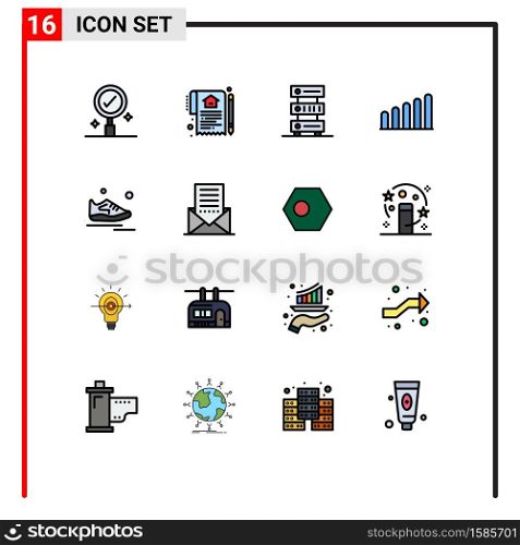 Stock Vector Icon Pack of 16 Line Signs and Symbols for exercise, shoes, data, signal, storage Editable Creative Vector Design Elements