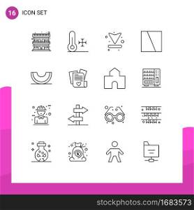 Stock Vector Icon Pack of 16 Line Signs and Symbols for food, layout, arrow, interface, collage Editable Vector Design Elements