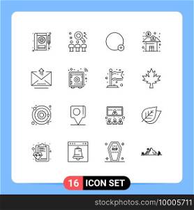 Stock Vector Icon Pack of 16 Line Signs and Symbols for fund, business, user, bank, sign Editable Vector Design Elements